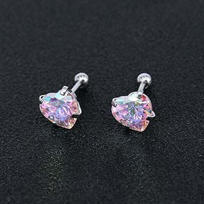 4 Pairs Cubic Zirconia Stud Earrings Tragus Helix Conch Cartilage Piercing Sets -Economic Set