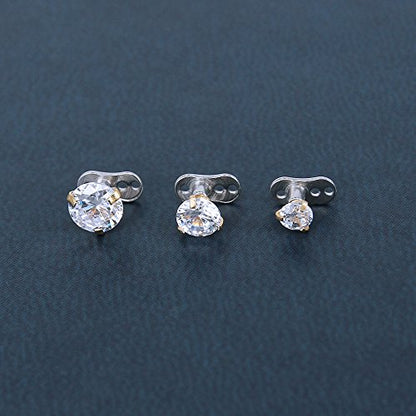 4Pcs 14g Surgical Steel Cubic Zirconia Dermal Anchor Micro dermals Piercing-Economic Set