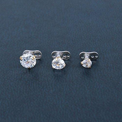 2Pcs 14g Surgical Steel Cubic Zirconia Dermal Anchor Micro Dermals Piercing