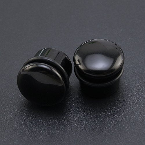 6 Pairs Mixed Stone Single Flare Ear Plugs Gauges with Silicone O-Ring - Economic Set