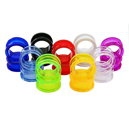 9 Pairs Multicolor UV Acrylic Screw Fit Ear Tunnels Expander Ear Gauges -Economic Set