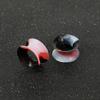 9 Pairs Thin Silicone Flexible Colorful Ear Tunnels Double Flared Expander Ear Gauges-Economic Set