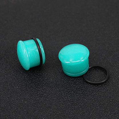 Mozambique Amazonite Natural Stone Ear Plug Gauge Single Flare Ear Expander