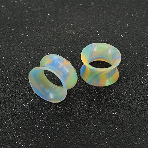 9 Pairs Thin Silicone Flexible Colorful Ear Tunnels Double Flared Expander Ear Gauges-Economic Set