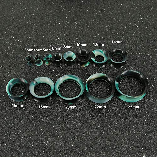 9 Pairs Thin Silicone Flexible Colorful Ear Tunnels Double Flared Expander Ear Gauges-Economic Set