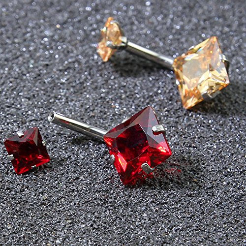 10pcs Round, Heart, Square, Star Cubic Zirconia Belly Button Rings-Economic Set