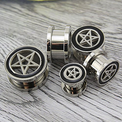 Pentgram Star Ear Plug Tunnels Piercing 316L Stainless Steel Expander for Ear Body Piercing