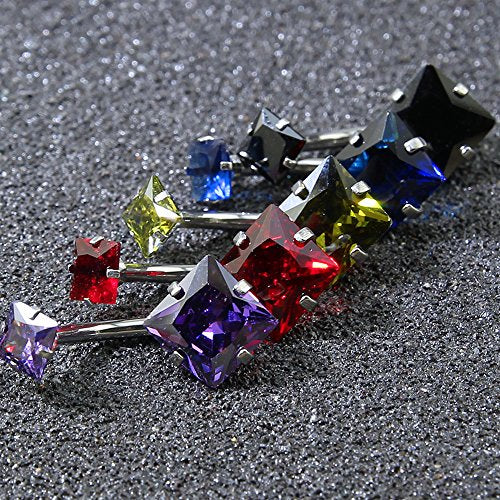 10pcs Round, Heart, Square, Star Cubic Zirconia Belly Button Rings-Economic Set