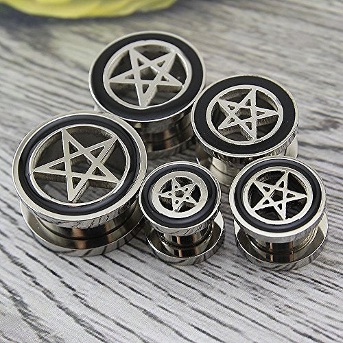 Pentgram Star Ear Plug Tunnels Piercing 316L Stainless Steel Expander for Ear Body Piercing