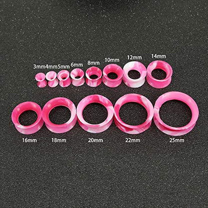 9 Pairs Thin Silicone Flexible Colorful Ear Tunnels Double Flared Expander Ear Gauges-Economic Set