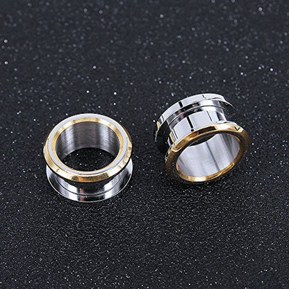 Golden Bevel Edge Flesh Ear Tunnel Plug Ear Gauges Expanders Body Jewelry