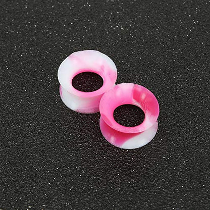 9 Pairs Thin Silicone Flexible Colorful Ear Tunnels Double Flared Expander Ear Gauges-Economic Set