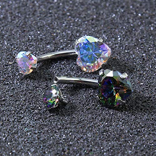 10pcs Round, Heart, Square, Star Cubic Zirconia Belly Button Rings-Economic Set