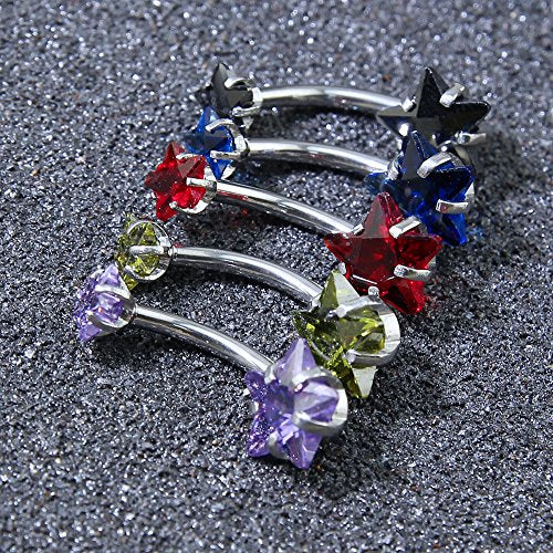 10pcs Round, Heart, Square, Star Cubic Zirconia Belly Button Rings-Economic Set