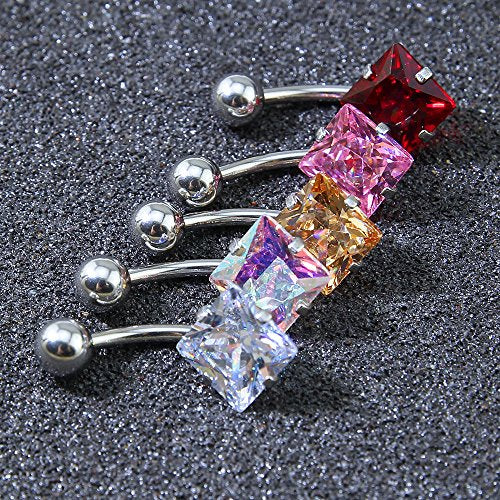 10pcs Round, Heart, Square, Star Cubic Zirconia Belly Button Rings-Economic Set