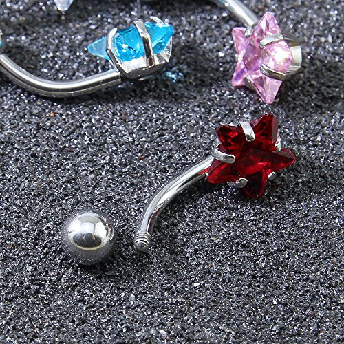 10pcs Round, Heart, Square, Star Cubic Zirconia Belly Button Rings-Economic Set