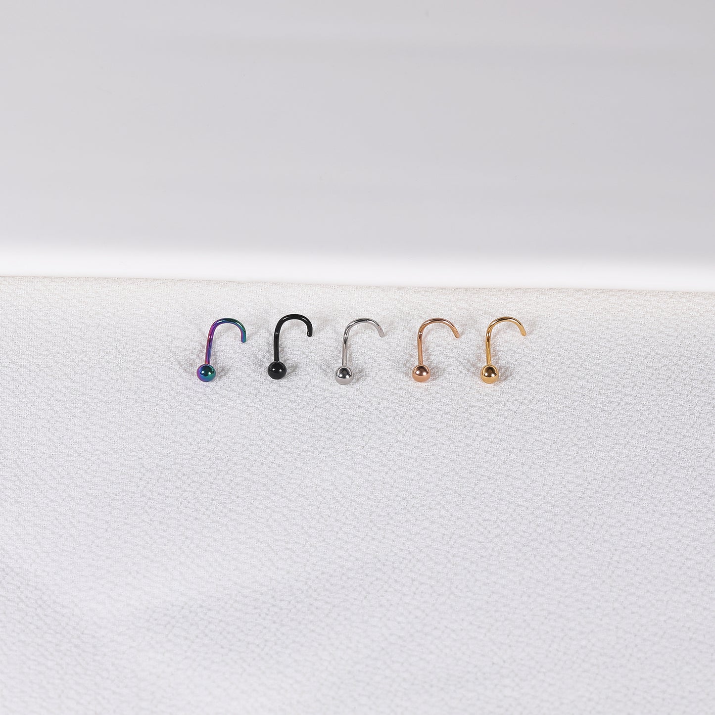 5Pcs/Set Steel 20g Ball Nose Ring Piercing Nose Corkscrew Stud