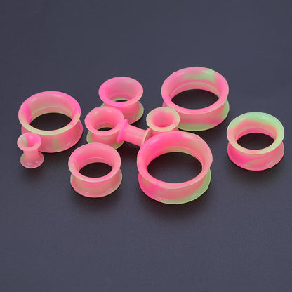 5-22mm-Thin-Silicone-Flexible-Pink-Yellow-Ear-Stretchers-Double-Flared-Expander-Ear-Gauges