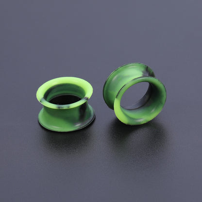 5-22mm-Thin-Silicone-Flexible-Green-Black-Ear-Tunnels-Double-Flared-Expander-Ear-Stretchers