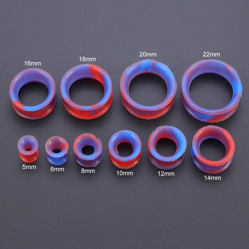 Silicone-Flexible-Red-Blue-Ear-Tunnels-Double-Flared