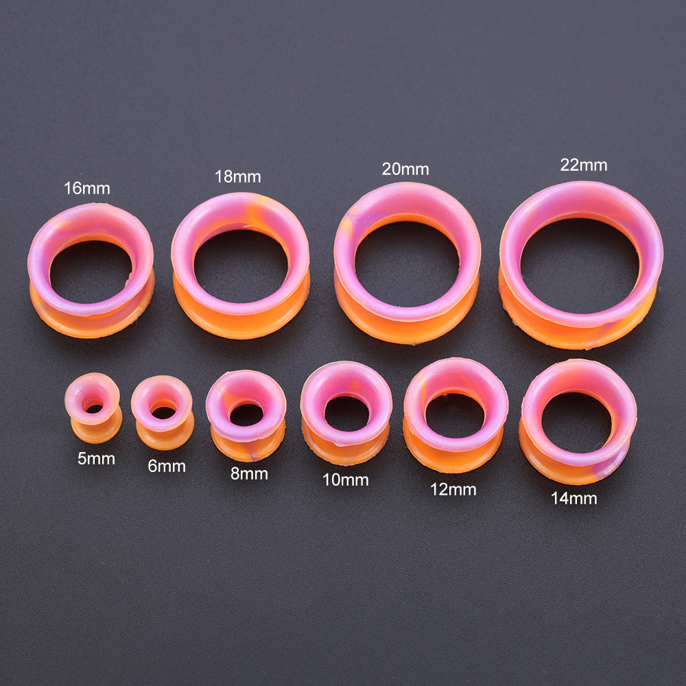 5-22mm-Thin-Silicone-Flexible-Light-Purple-Orange-Ear-plug-tunnel-Double-Flared-Expander-Ear-Gauges