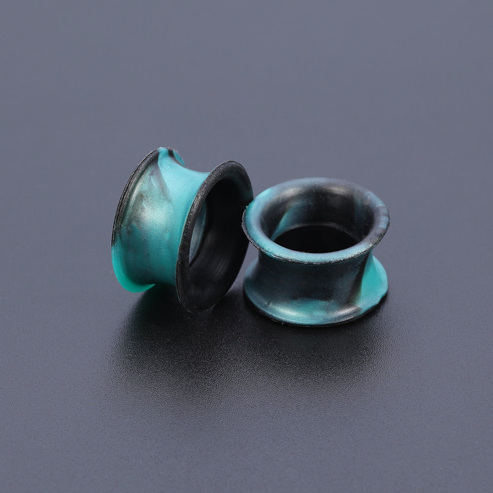 5-22mm-Thin-Silicone-Flexible-Dark-Green-Black-Ear-Tunnels-Double-Flared-Expander-Ear-plug-tunnel