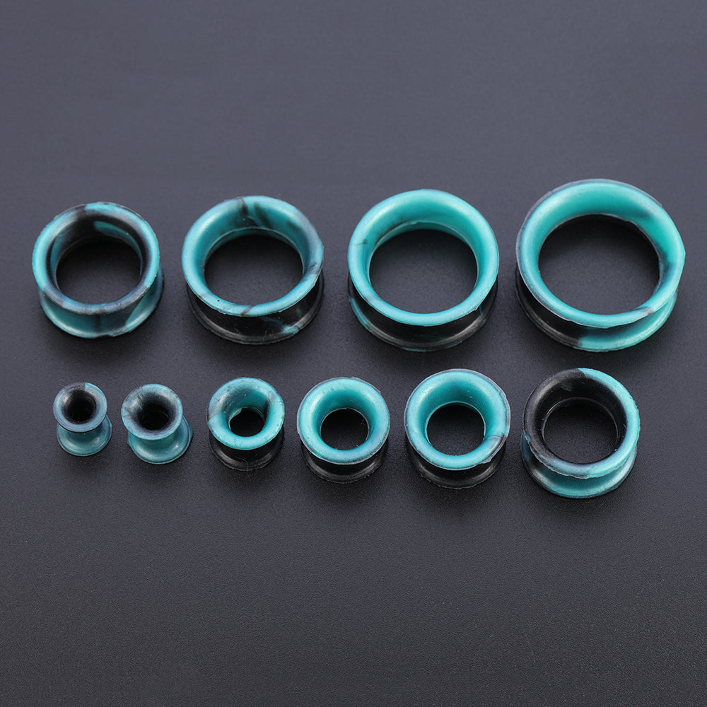 5-22mm-Thin-Silicone-Flexible-Dark-Green-Black-Ear-plug-Double-Flared-Expander-Ear-Gauges