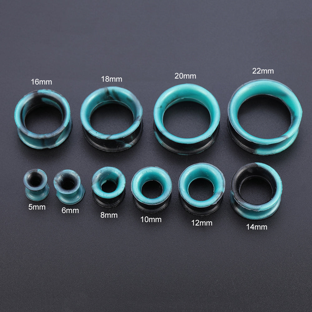 5-22mm-Thin-Silicone-Flexible-Dark-Green-Black-Ear-plug-tunnel-Double-Flared-Expander-Ear-Gauges