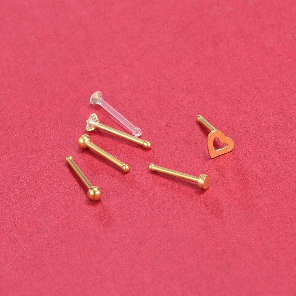 6Pcs-Set-Gold-Nose-Stud-Rings-Clear-Bioflex-Nose-Bone-Piercing-Economic-Set