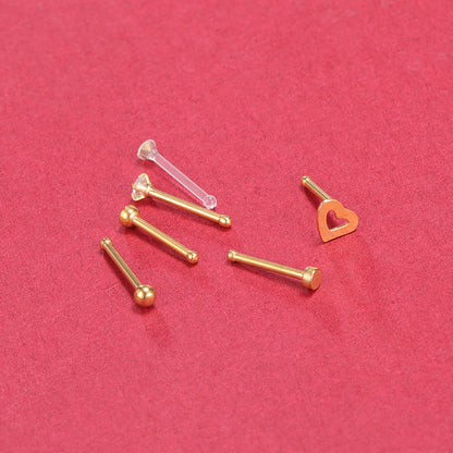 6Pcs-Set-Gold-Nose-Stud-Rings-Clear-Bioflex-Nose-Bone-Piercing-Economic-Set