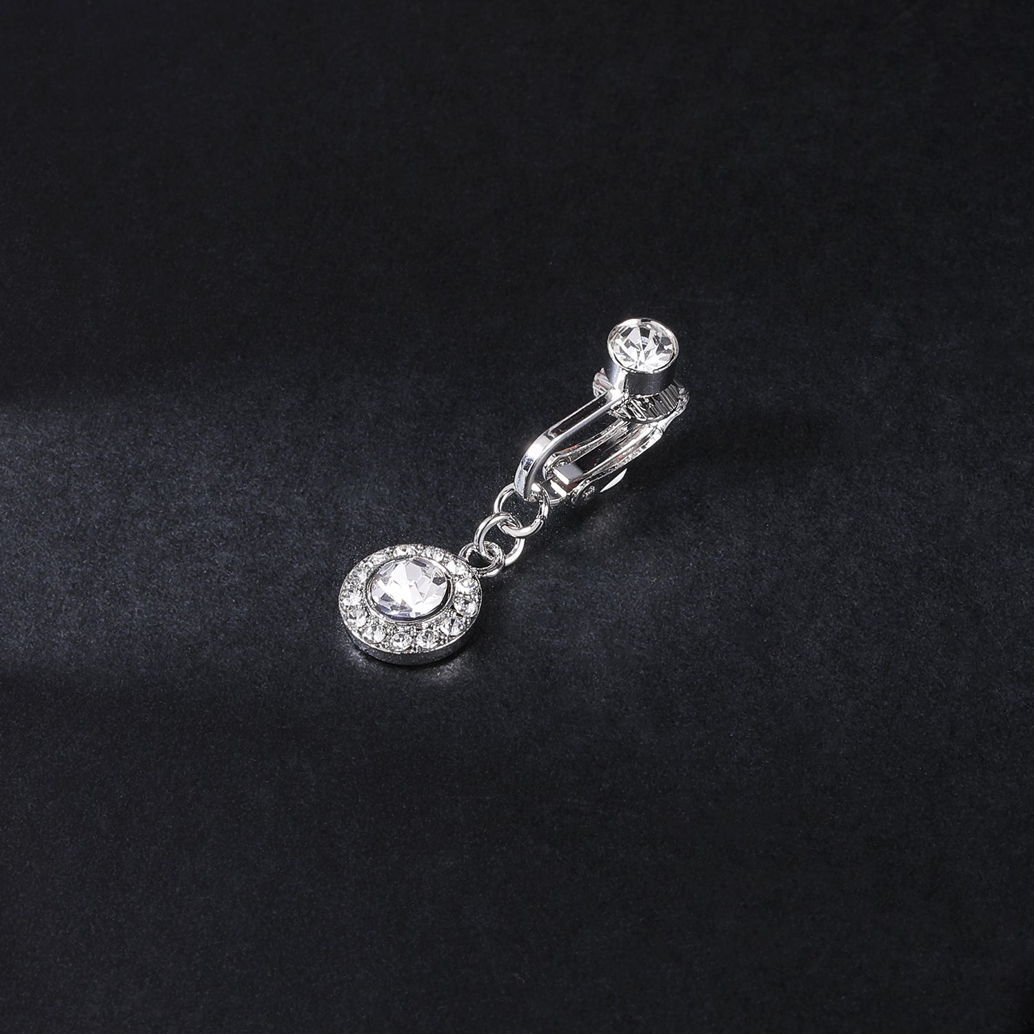 Fake-Silver-Belly-Navel-Clip-Round-Crystal-Belly-Button-Ring