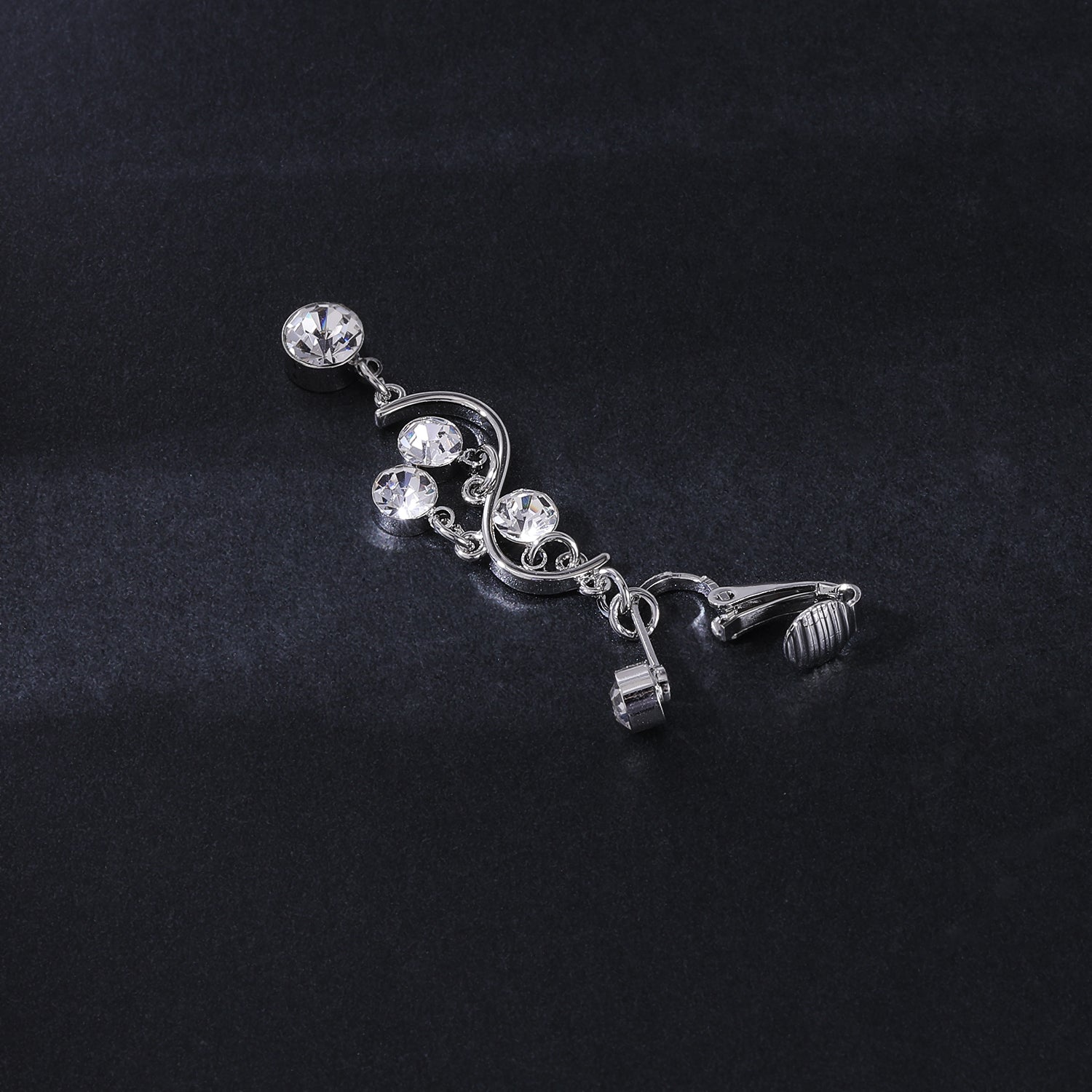 Fake-Silver-Belly-Navel-Clip-Crystal-Cruved-Belly-Button-Ring