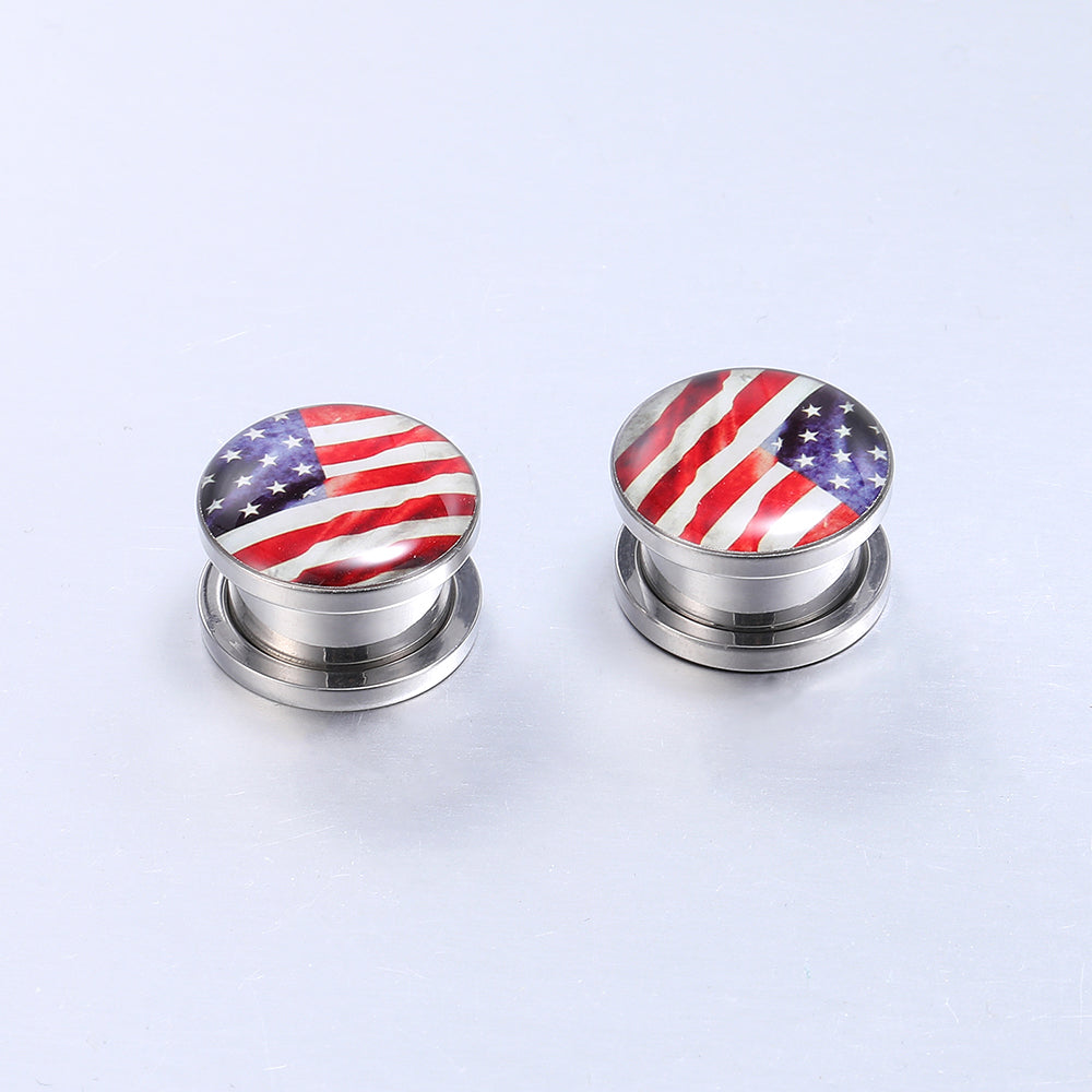 Ear-Plug-Tunnel-US-Flag-Stainless-Steel-Ear-Gauges-for-Women-Men