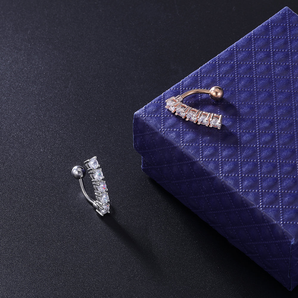 Rose-Gold-Zirconia-Curved-Barbell-Dangle-Belly-Button-Piercing