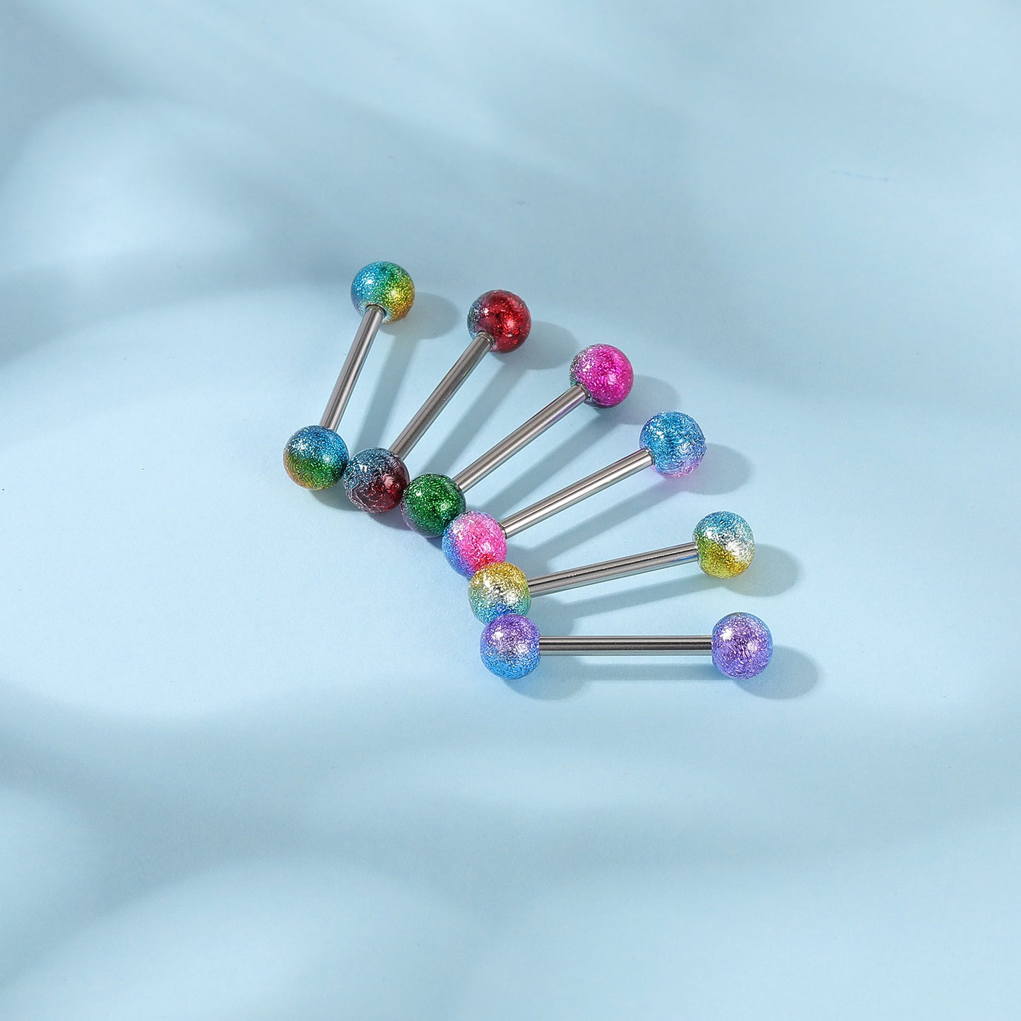 6pcs 14G Nipple Ring Multicolor Ball Nipple Piercings-Economic Set