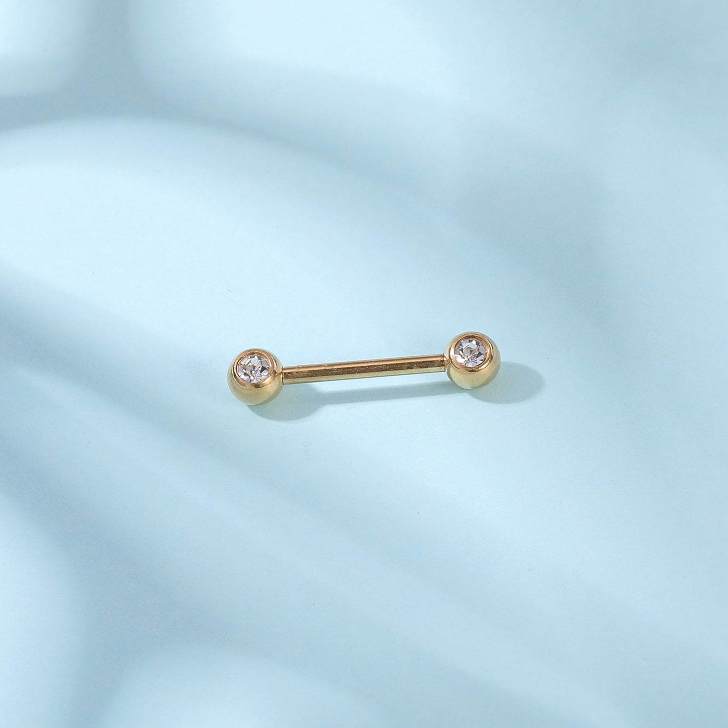 2pcs 14G Simple Nipple Ring Crystal Gold Nipple Piercing