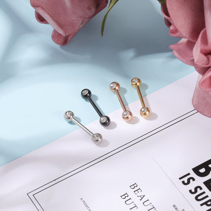 2pcs 14G Simple Nipple Ring Crystal Gold Nipple Piercing