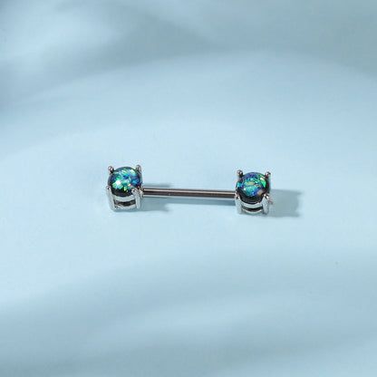 2pcs 14G Rainbow Opal Nipple Barbell Ring Claw Nipple Piercing