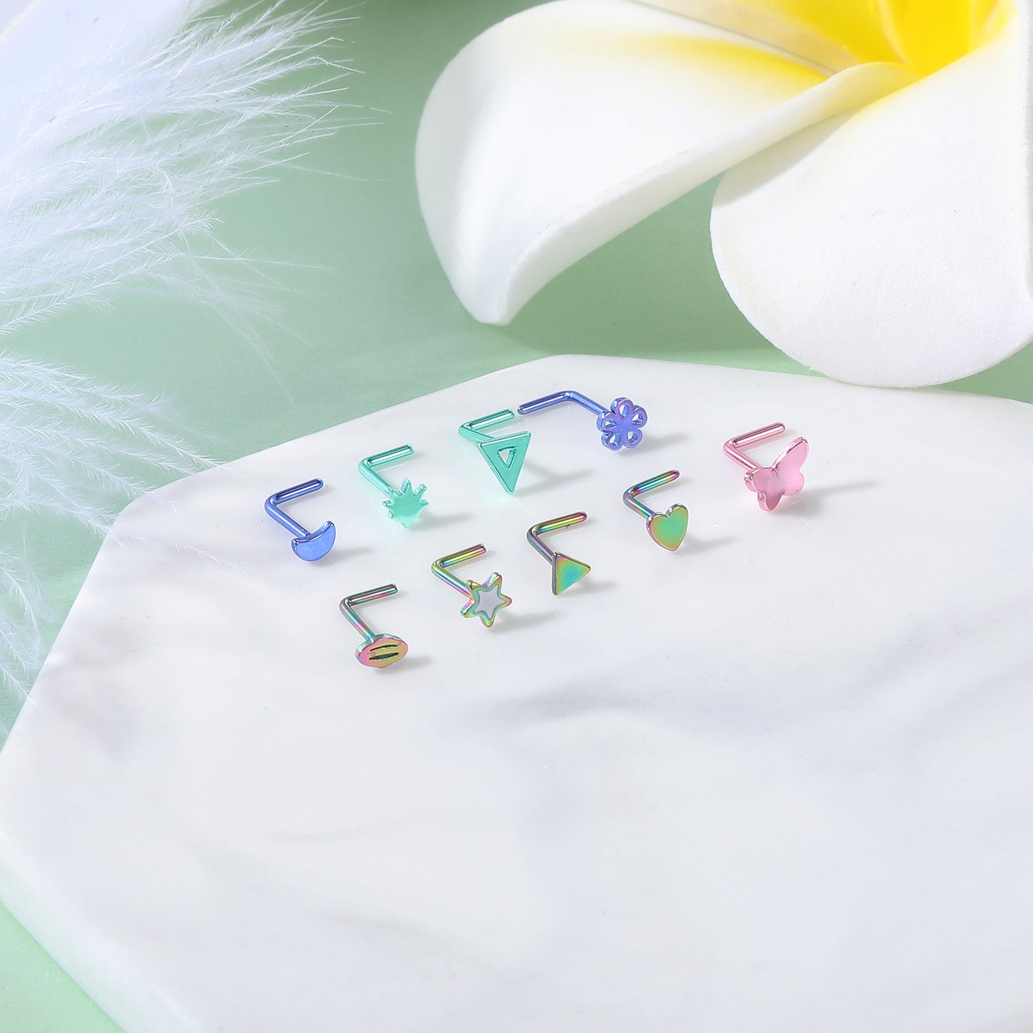 20g-blue-green-triangle-nose-rings-piercing-nose-bone-l-shape-curve-nose-studs