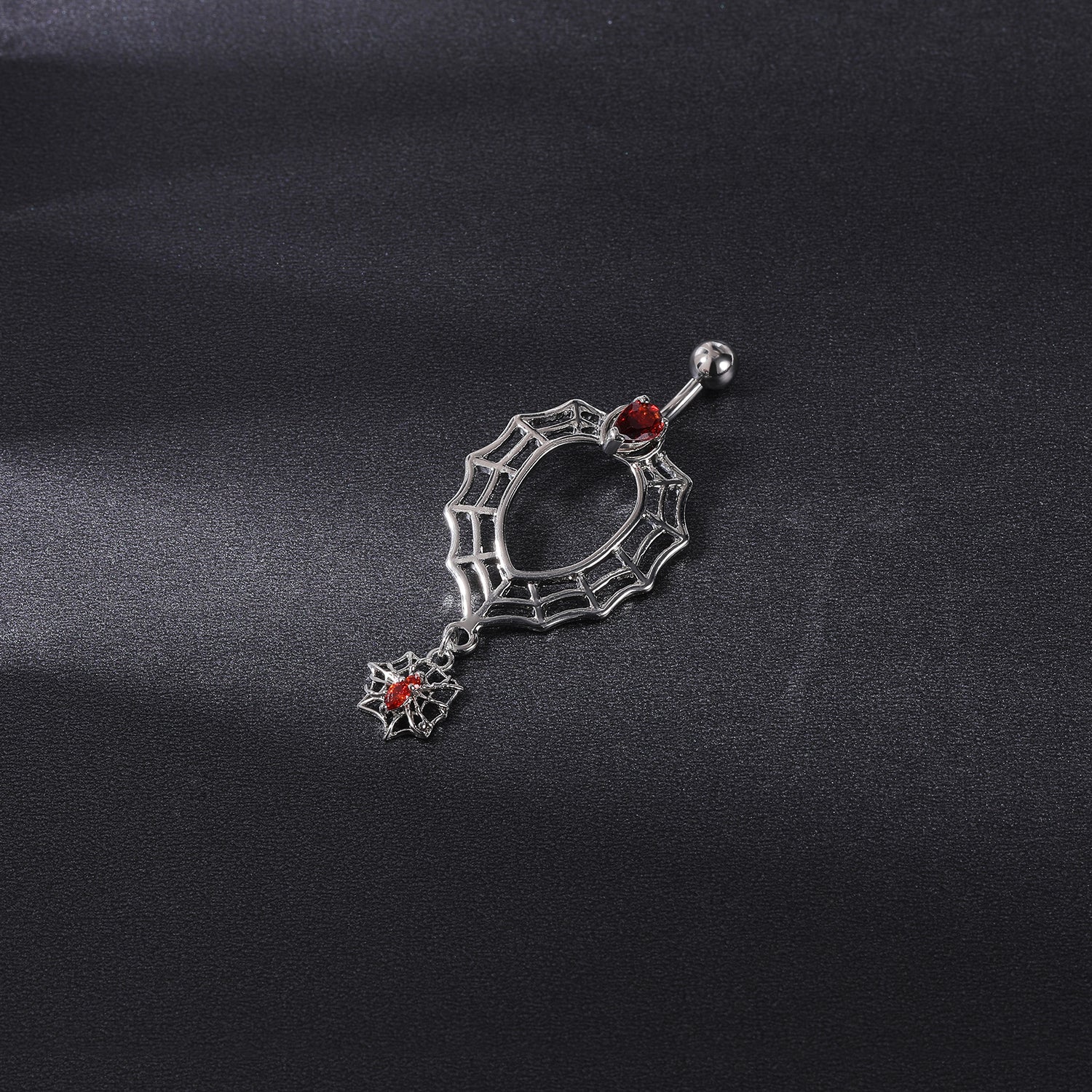 spider-web-belly-button-rings-red-crystal-belly-navel-piercing