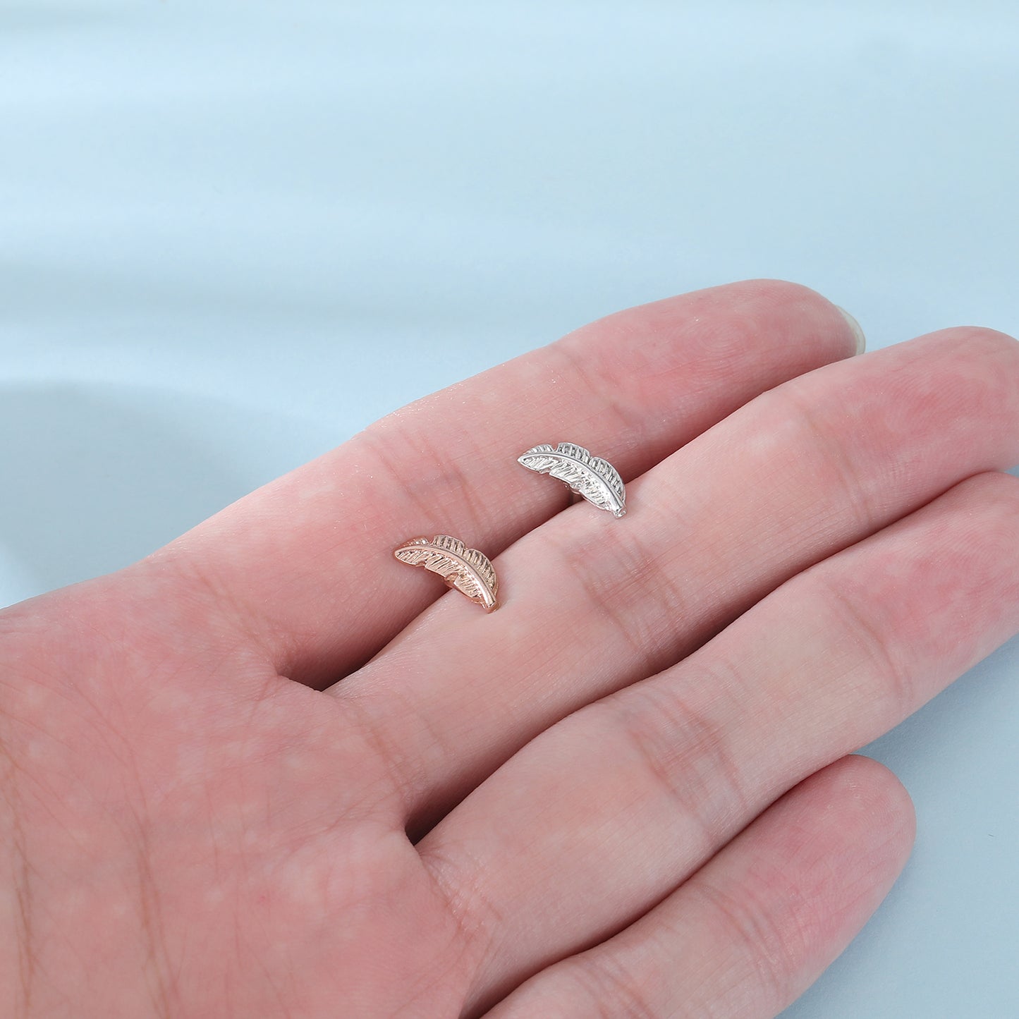 16G Rose Gold Leaf Stud Earring Silver Ear Stud Jewelry