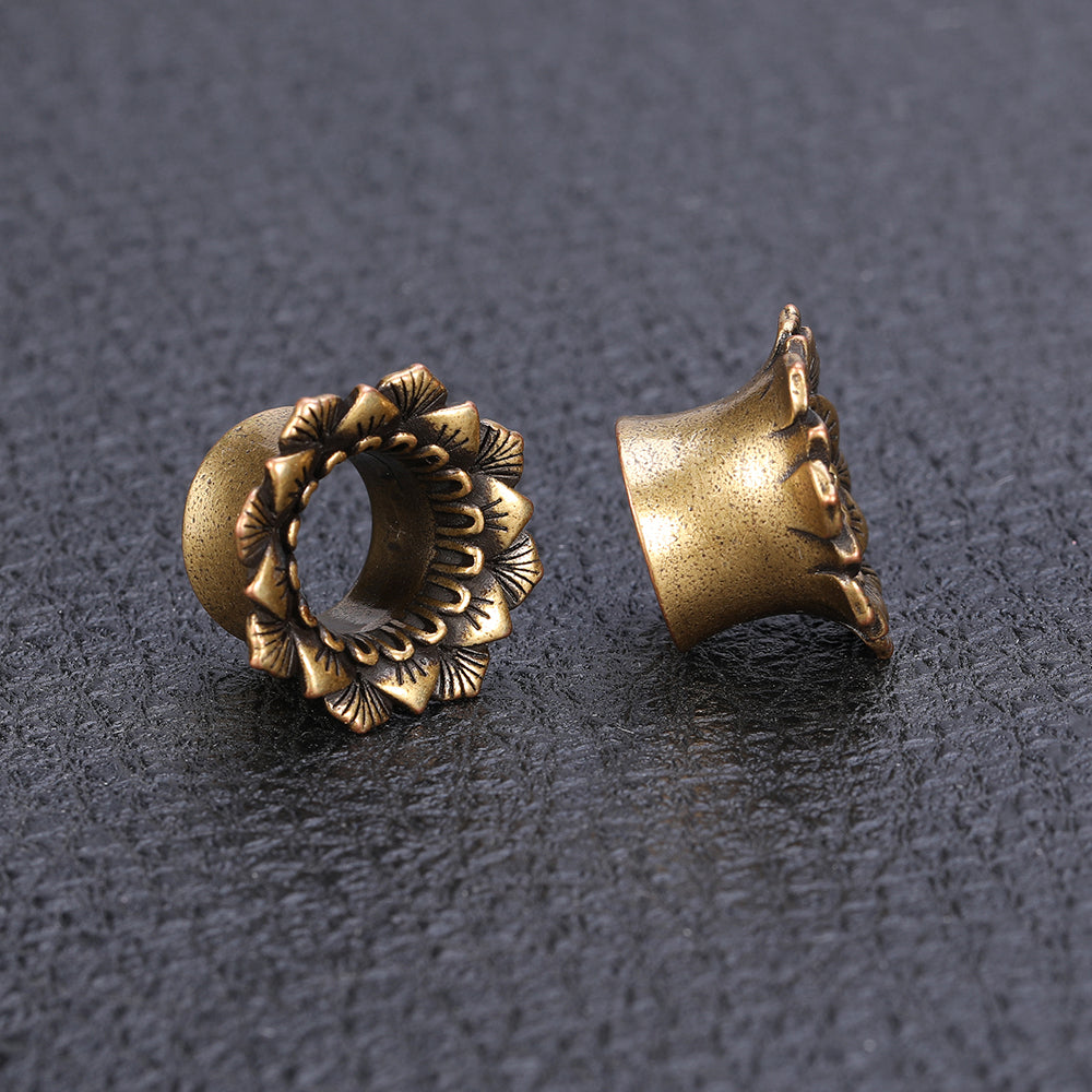 1-Pair-8-16mm-Golden-Flower-Ear-Stretchers-Vintage-Expander-Ear-Gauges-Piercings