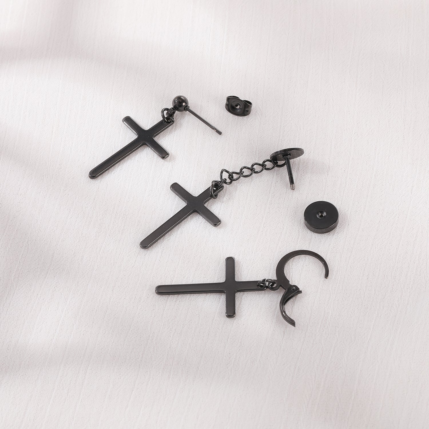 6pcs-set-cross-dangle-stud-earring-silver-black-ear-stud-economic-set