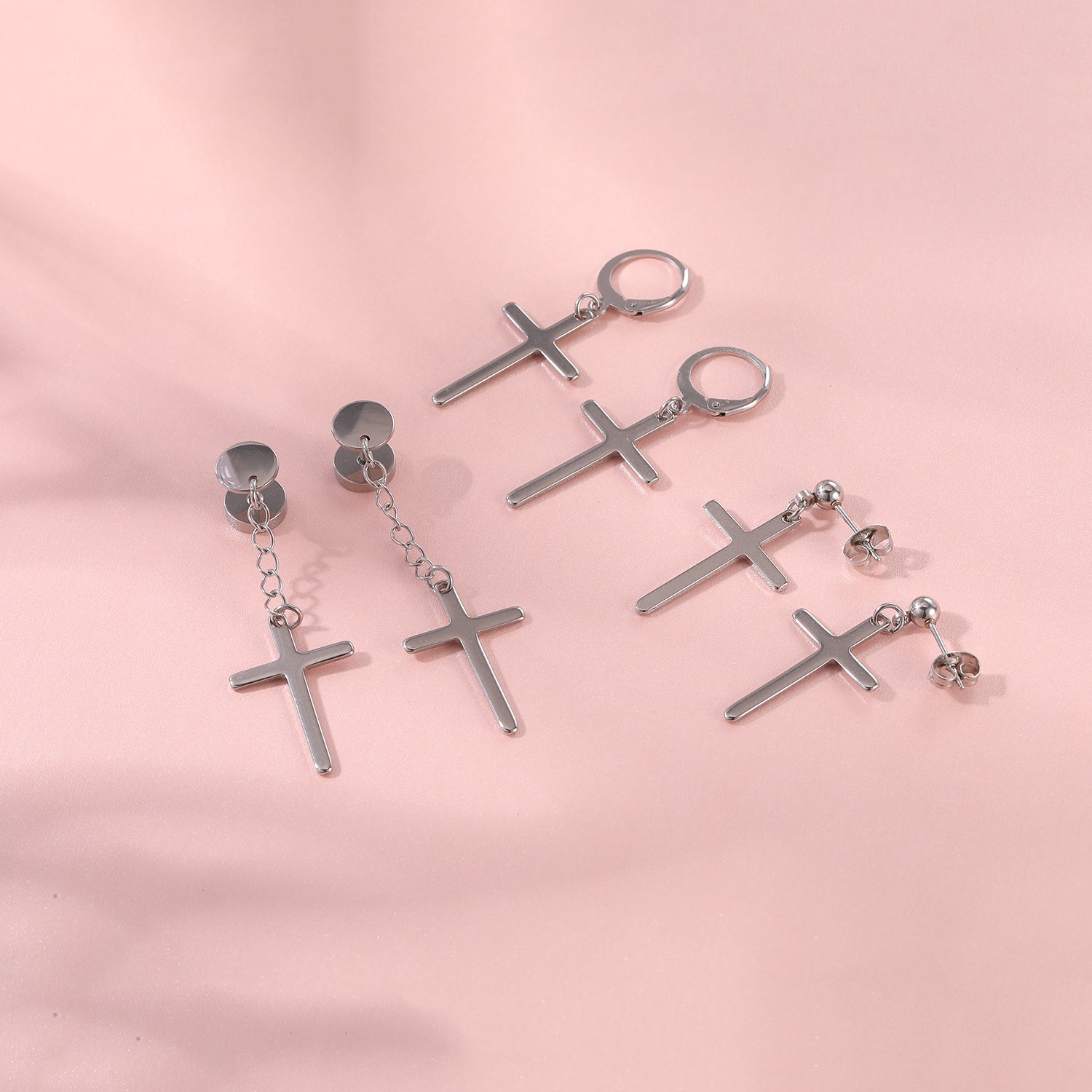 6pcs-set-cross-dangle-stud-earring-silver-black-ear-stud-economic-set