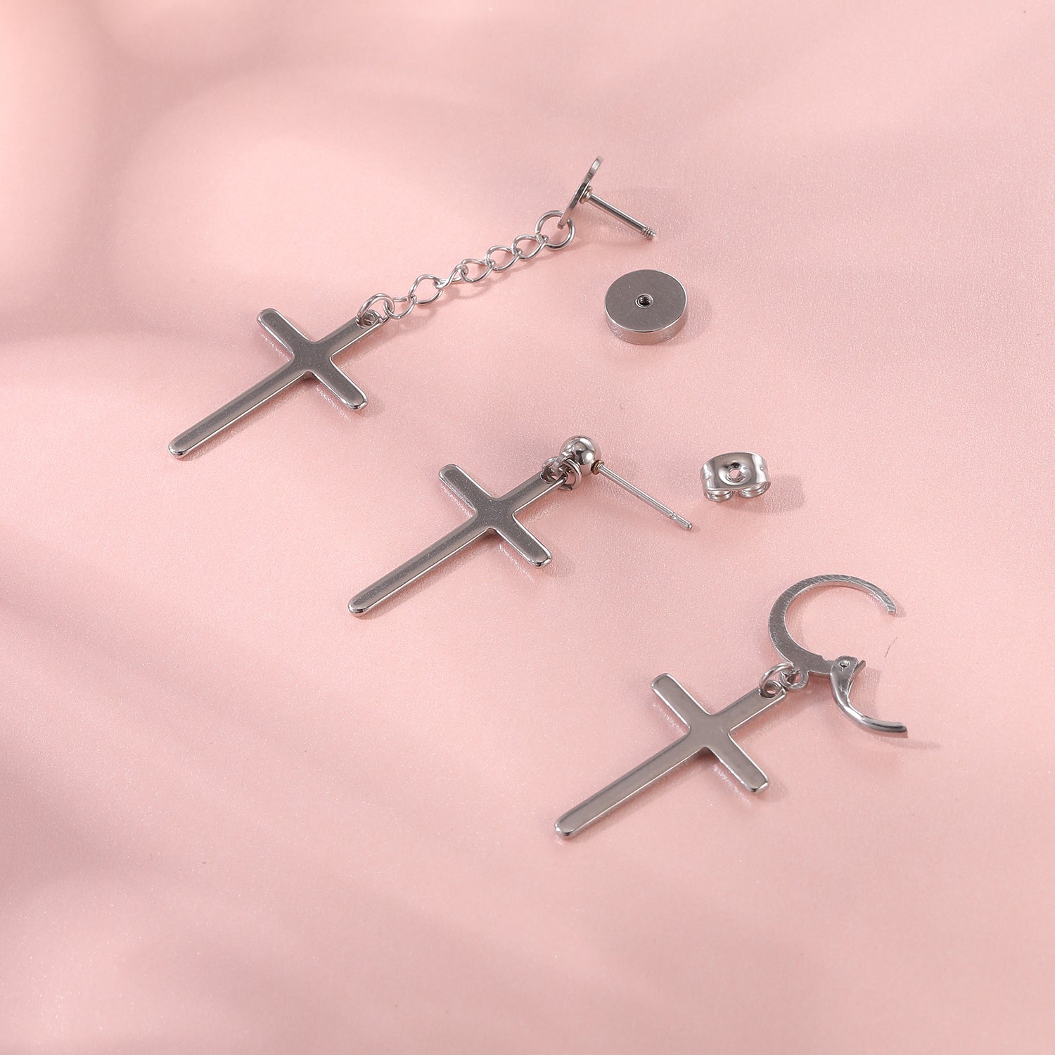 6pcs-set-cross-dangle-stud-earring-silver-black-ear-stud-economic-set