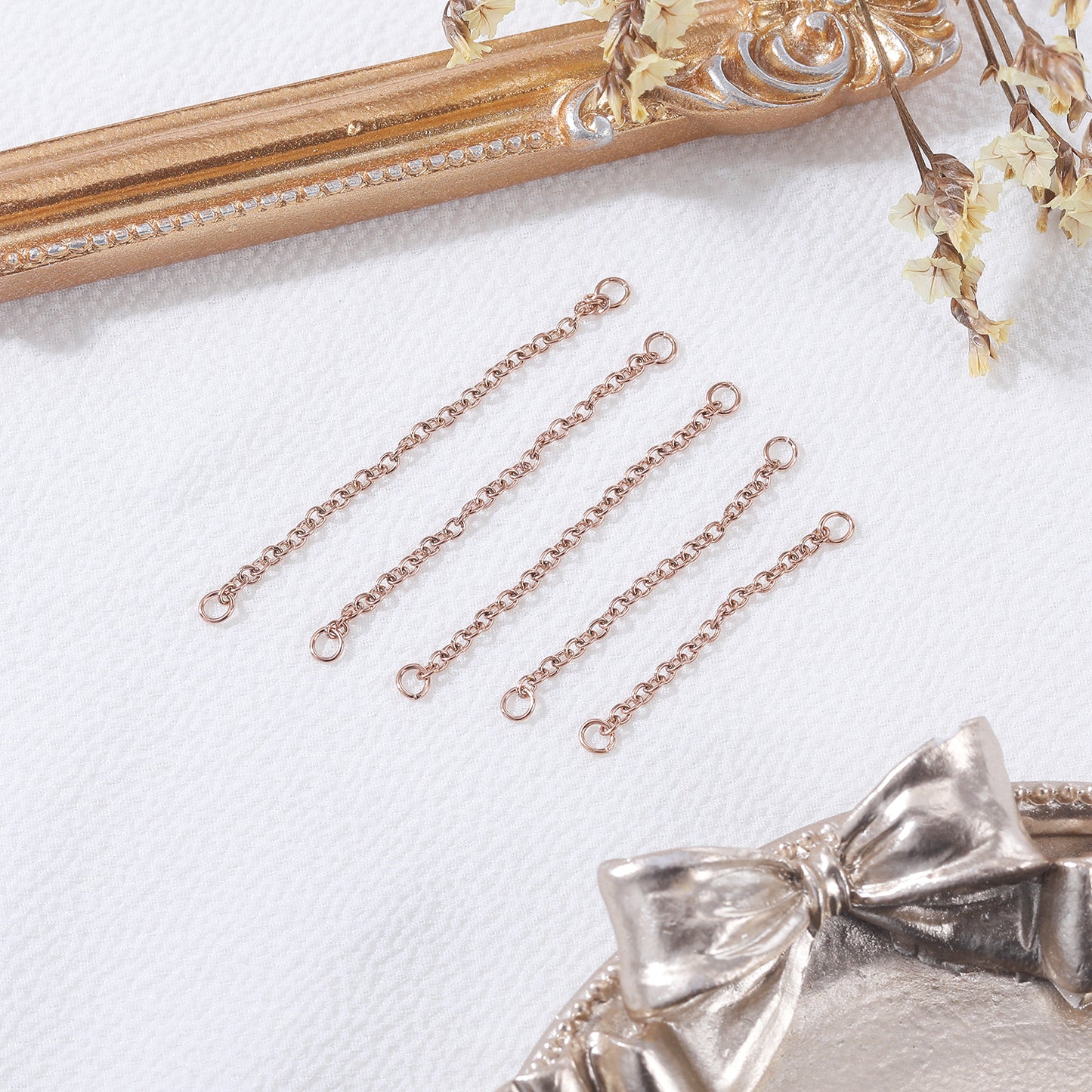 5pcs-set-stainless-steel-rose-gold-nose-stud-chain-economic-set