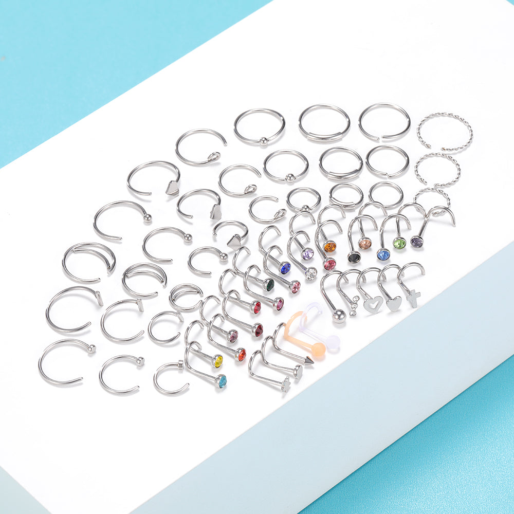 60-Pcs-Set-Stainless-Steel-Nose-Rings-Crystal-Acrylic-Nose-Screws-Economic-Set