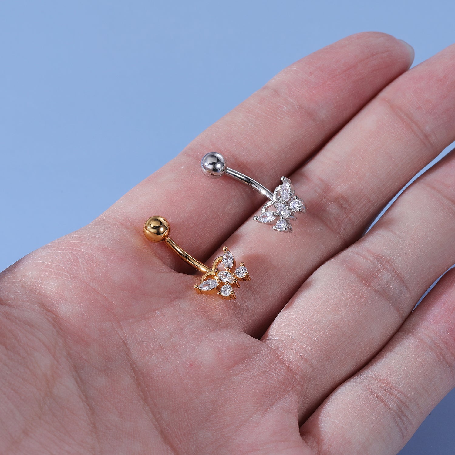 Butterfly-Zirconia-Inlay-Belly-Button-Rings