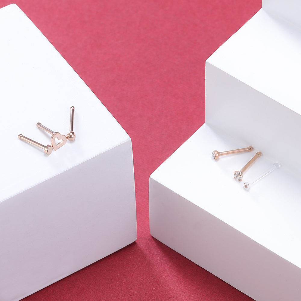 6Pcs-Set-Rose-Gold-Nose-Stud-Rings-Clear-Bioflex-Nose-Bone-Piercing-Economic-Set