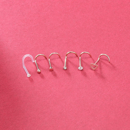 6Pcs-Set-Rose-Gold-Nose-Stud-Rings-Clear-Bioflex-Nose-Screw-Piercing-Economic-Set